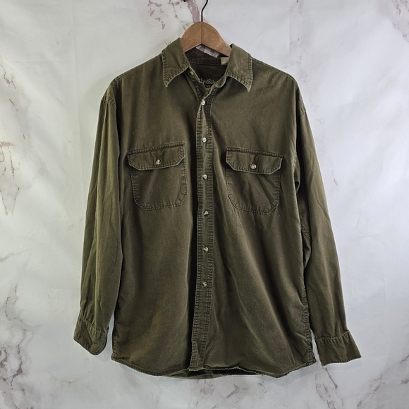St. John's Bay Other - St Johns Bay Shirt Mens Medium Brown Long Sleeve Button Lightweight Bay Twill